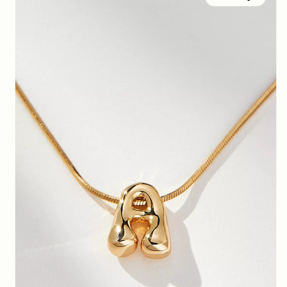 Anthropologie Gold Bubble Letter ‘A’ Necklace